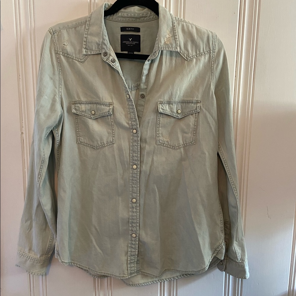 Denim button-up shirt